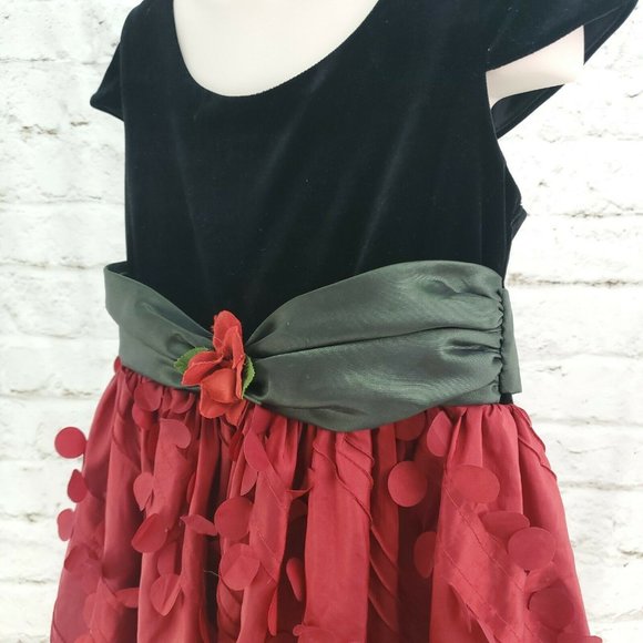 Iris And Ivy Girls Red Black Cap Sleeve Round Neck Ruffled A Line Dress … - Picture 6 of 15